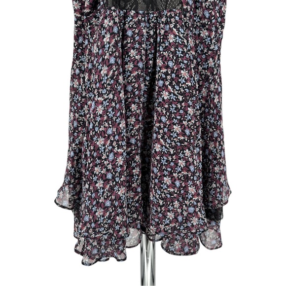 BCBGeneration Floral Sleeveless Tiered Ruffle Lace Inset Dress size 2 - Picture 8 of 13